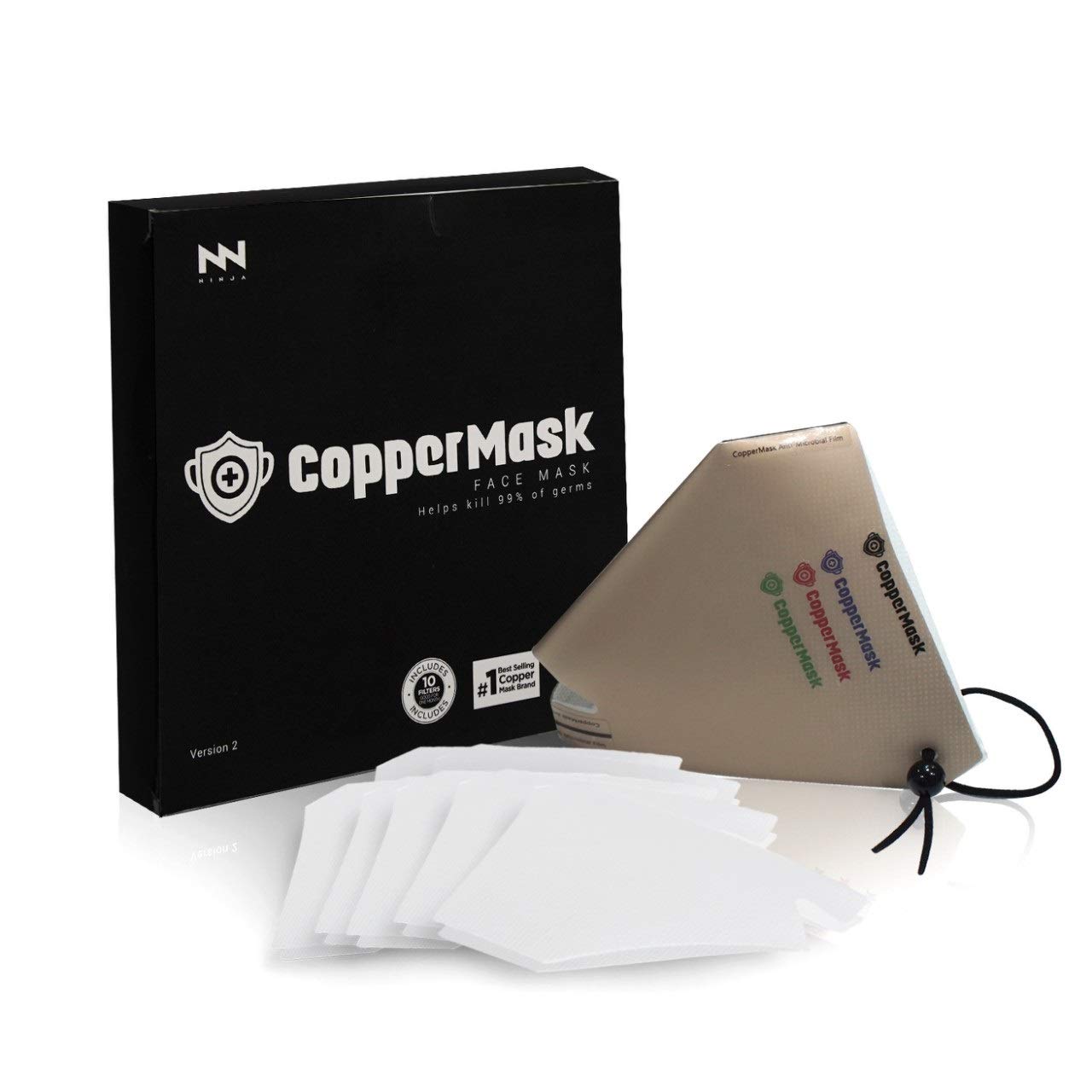 Copper Mask Version 2.0 with 10 Pieces Reusable Filters