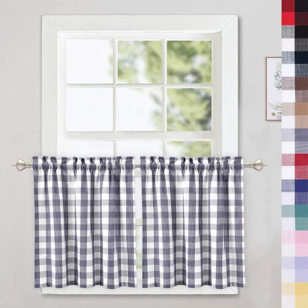 Amazon Com Caromio Cafe Curtains 24 Inch Buffalo Plaid Gingham