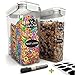 Chef's Path Cereal Storage Container Set - 100% Airtight Best Dry Food Keepers - 8 FREE Chalkboard Labels & Pen - Great for Flour, Sugar & More - BPA Free Dispenser (16.9 Cup 135.2oz) 2-PC