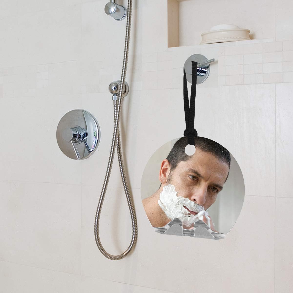 Goldenlight Mirror Shower Mirror AntiFog Shower Mirror with Razor Hook, Shatterproof Shower Mirrors for Shaving Fogless (Round): Kitchen & Dining