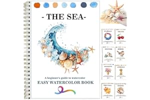 BAELEEGA Watercolor Workbooks Coloring Book Beginner Friendly Painting Kit Easy Nature Scenes Paint Set Art Crafts for Creative Exploration Gift for Adults Teens (Seaside, Without Palette)