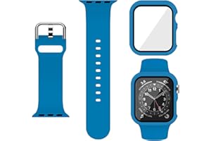XFEN Sport Silicone Band and Case with Screen Protector for Apple Watch Series 9 Series 8 Series 7 Series 6 SE Series 5 Series 4