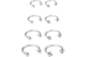 Ovxznts 16G Surgical Steel Nose Septum Horseshoe Hoop Earring Eyebrow Tragus Helix Lip Rings Piercing Jewelry