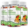 3 Packs Hemp Gummies, High Potency Edible Gummies Extra Strength Mood Focus Calm Organic Hemp Oil Extract Vegan Bear Gummy - 