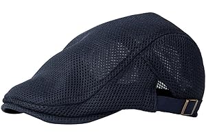 Beret Hat Breathable Newsboy Style Adjustable Mesh Golf Hat(Navy Blue)