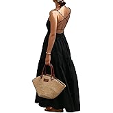 SHENHE Women's Backless Cami Dress Criss Cross Open Back Flowy Dress Ruffle Summer Vacation Maxi Sundress