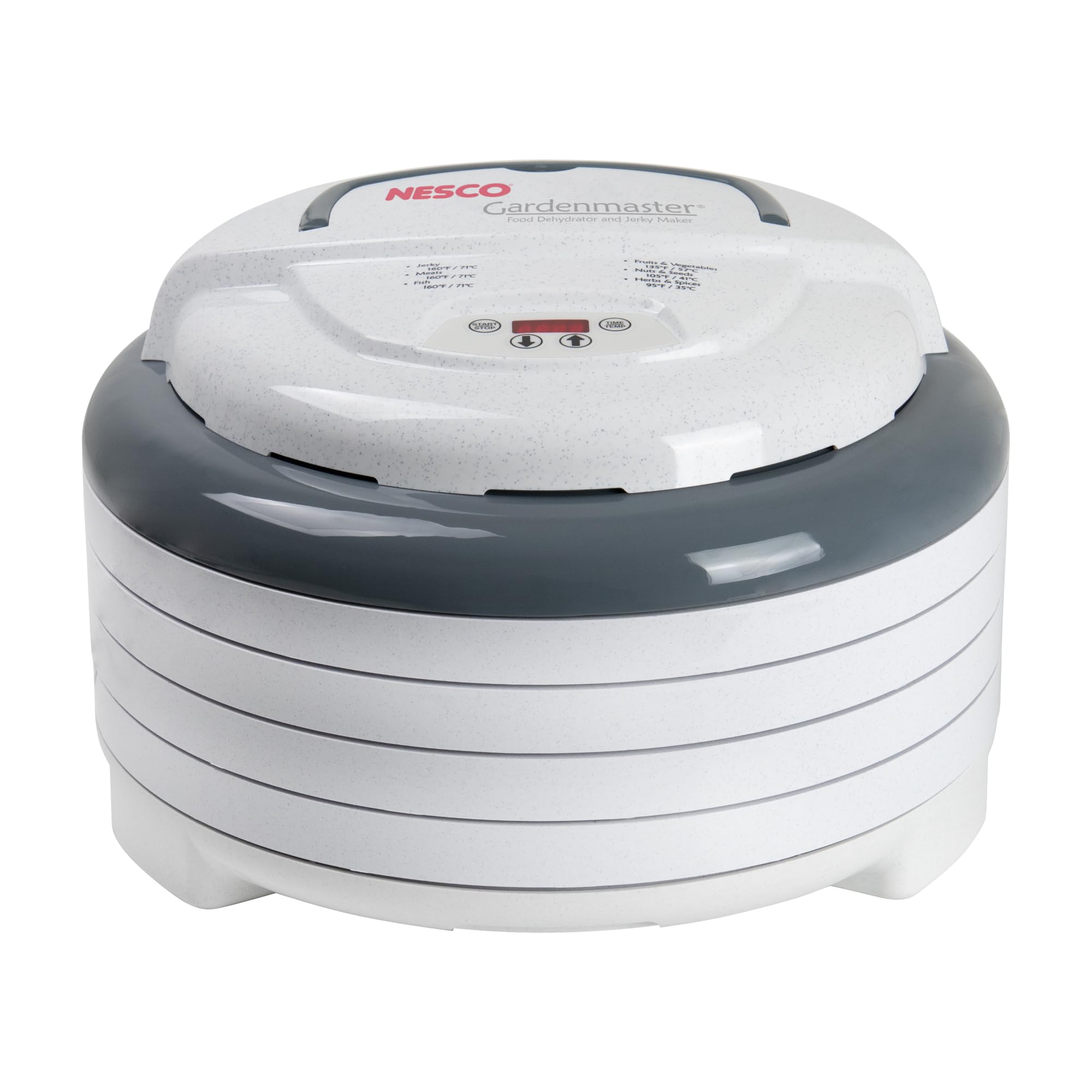 Nesco FD-1040 Gardenmaster Digital Pro Food Dehydrator, for Beef Jerky, Fruit, Herbs, and Snacks, 4 Trays, White
