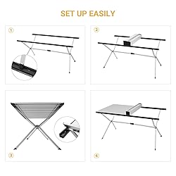 KingCamp Camping Table Roll up Aluminum Folding