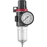 Compressed Air Pressure Filter Regulator Airtac AFR2000-C 1/4'' NPT 0-140 PSI Combo Piggybac Adjustable,Bracket,Gauge Semi-Auto Drain
