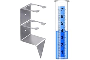 Timenued Rain Gauge Outdoor,7" Rain Gauges Outdoors Best Rated with Stainless Steel Rack Holder,Freeze Proof Plastic Large Guage for Yard Garden Fence Lawn Farm