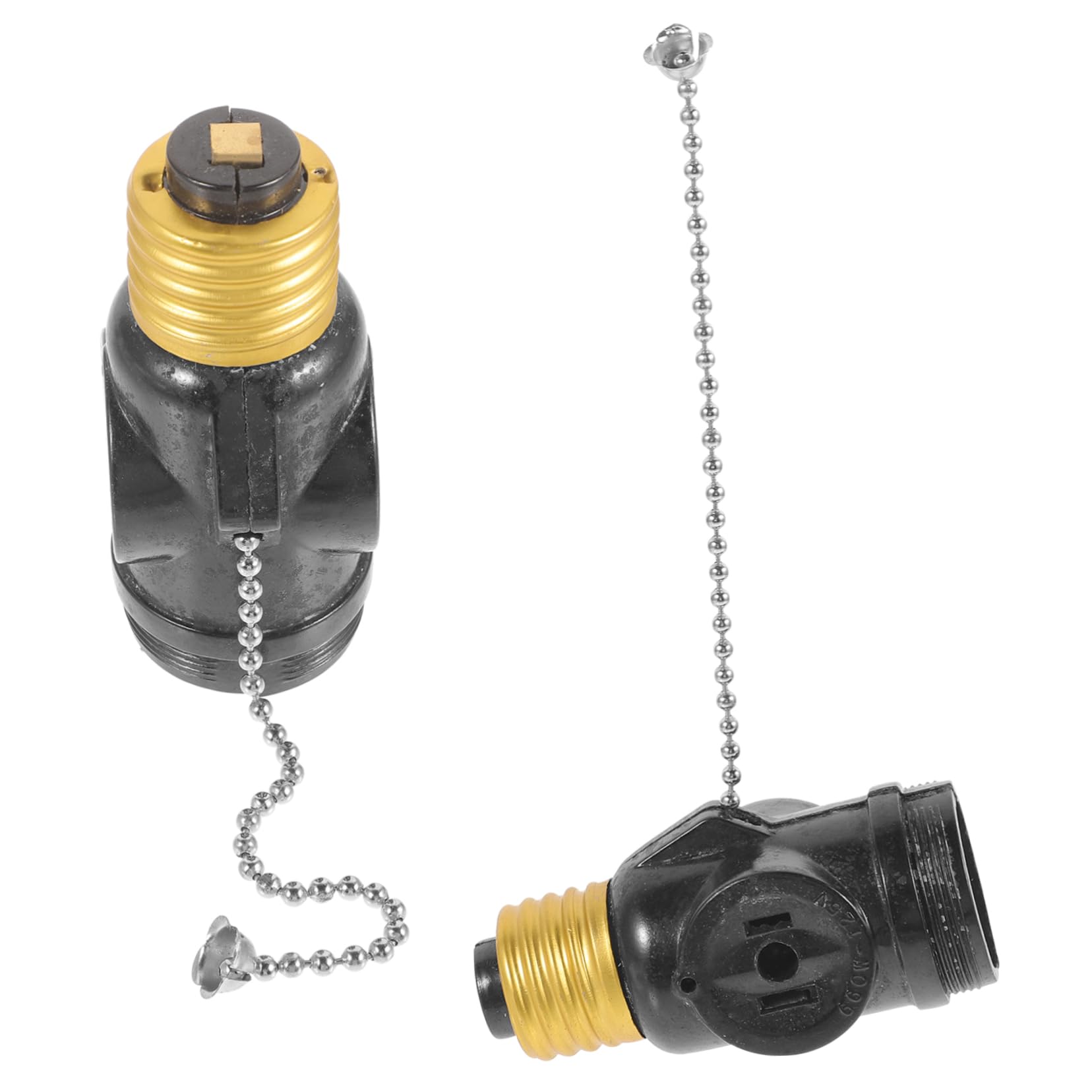 LABRIMP E26 Lamp Base Adapter with Pull Chain 2-Outlet Indoor Light Socket with Zipper for Workshops and Utility Rooms Replaceable Lamp Holder for Bulb Socket