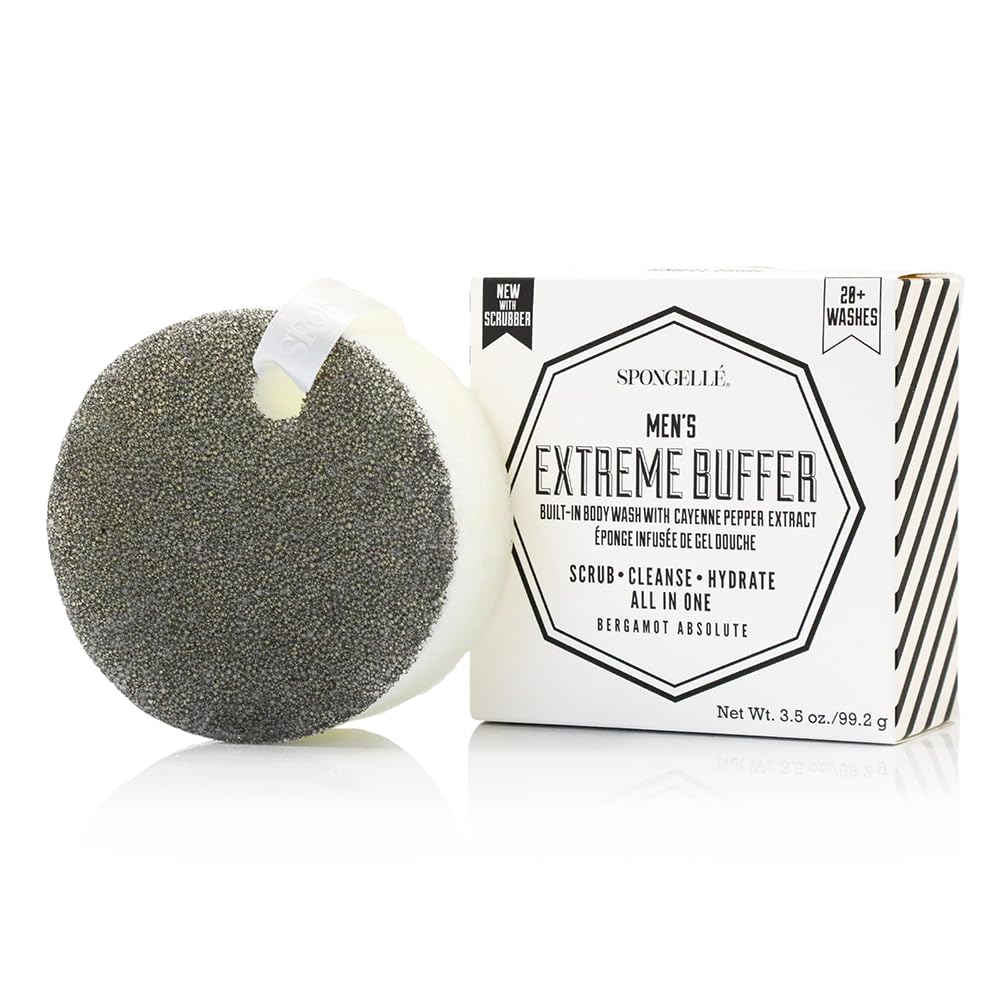 Spongellé Men's Extreme Body Wash Infused Buffer, Bergamot Absolute