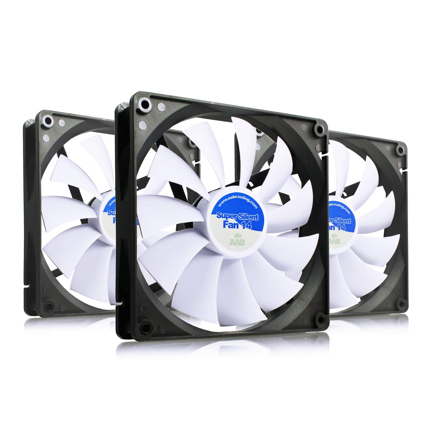 AABCOOLING Super Silent Fan 14 - Silent and Efficient 140mm Fan with 4 Anti-vibration Pads, 140mm Case Fan, 140mm Fan White, Cooling Fan, 12V - Value Pack 3 Pieces 8.6 dB(A), 47 CFM, 600 RPM