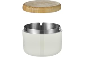 Outdoor Cigarette Ashtray with Lid, hanlongyu Modern Decorative Box Smokeless Ashtray, Plastic Casing Ash Holder with Stainle