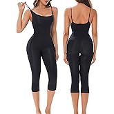 Suprenx Full Body Shapewear Seamless Tummy Control Sheer Bodysuits Womens Scoop Neck Catsuit Spaghetti Strap