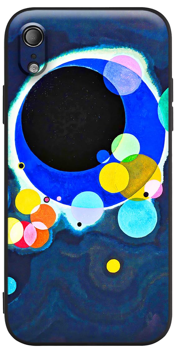 Berkin Arts Compatible with iPhone XR Premium Silicone Case with Patterns Cute Soft Anti-Scratch Non-Slip Comes with a Screen Protector (Wassily Kandinsky-Multiple Circles)