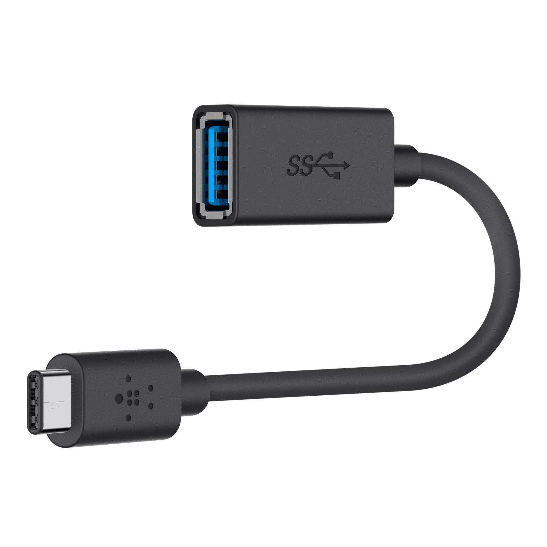 Belkin USB 3.0 USB-C to USB-A Adapter (USB-IF Certified, 5 Gbps, Compatible with MacBook, MacBook Pro), Black