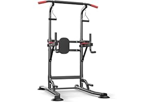 Power Tower Pull Up Bar Free Standing, Heavy Duty Dip Station, Adjustable Height Home Gym Strength Training Equipment with Mu