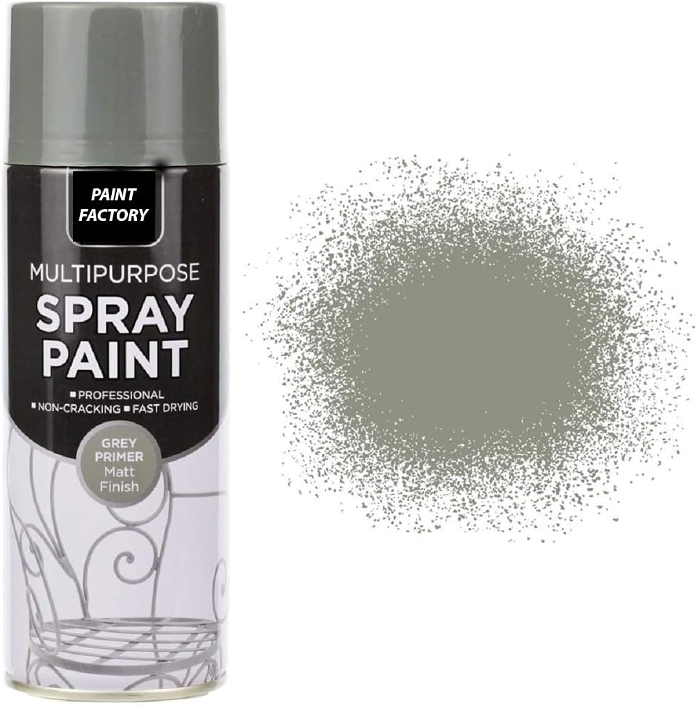 Paint Factory 400ml Professional Interior Exterior Spray Paint Grey Primer Matt