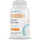 Sane MD PRO60+ Vision Reviver&trade;, Eye Supplement for Adults, 30 Capsules | With Lutein, Zeaxanthin, Astaxanthin, Natural Defenses for Strain, Dryness, Oxidative Stress, Sharper, Clearer Vision