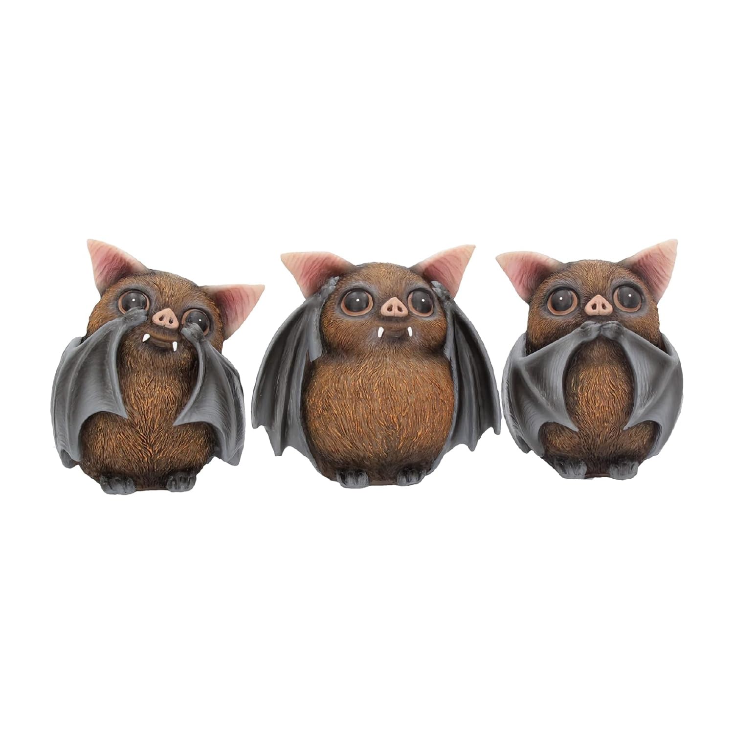 Nemesis Now B4473N9 Three Wise Bats 8.5cm Figurines, Brown