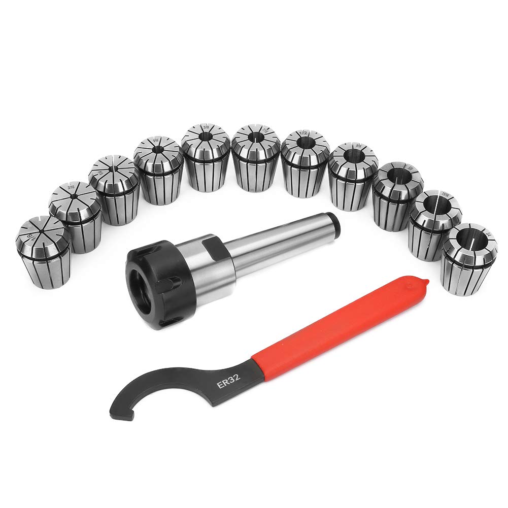 MT3-ER32 Morse End Mill Holder Kit,Milling Cutter Shank CNC tool,with 11PCS ER32 Spring Collet Chuck Clamps & Wrench,for CNC Lathe Milling
