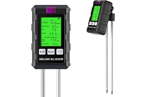 HCZMOPTP 6 in 1 Soil Tester Digital Moisture Meter with Dual Probe, pH/Temperature/Moisture/Sunlight/Air Humidity/Fertility, Soil pH Tester for Farming, Gardening, Lawns and More (2*AAA Battery Needed)