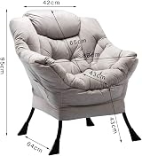 HollyHOME Armchair Comfy Chair Grey Steel Frame Lounge Sofa 95x80x64 cm view 8