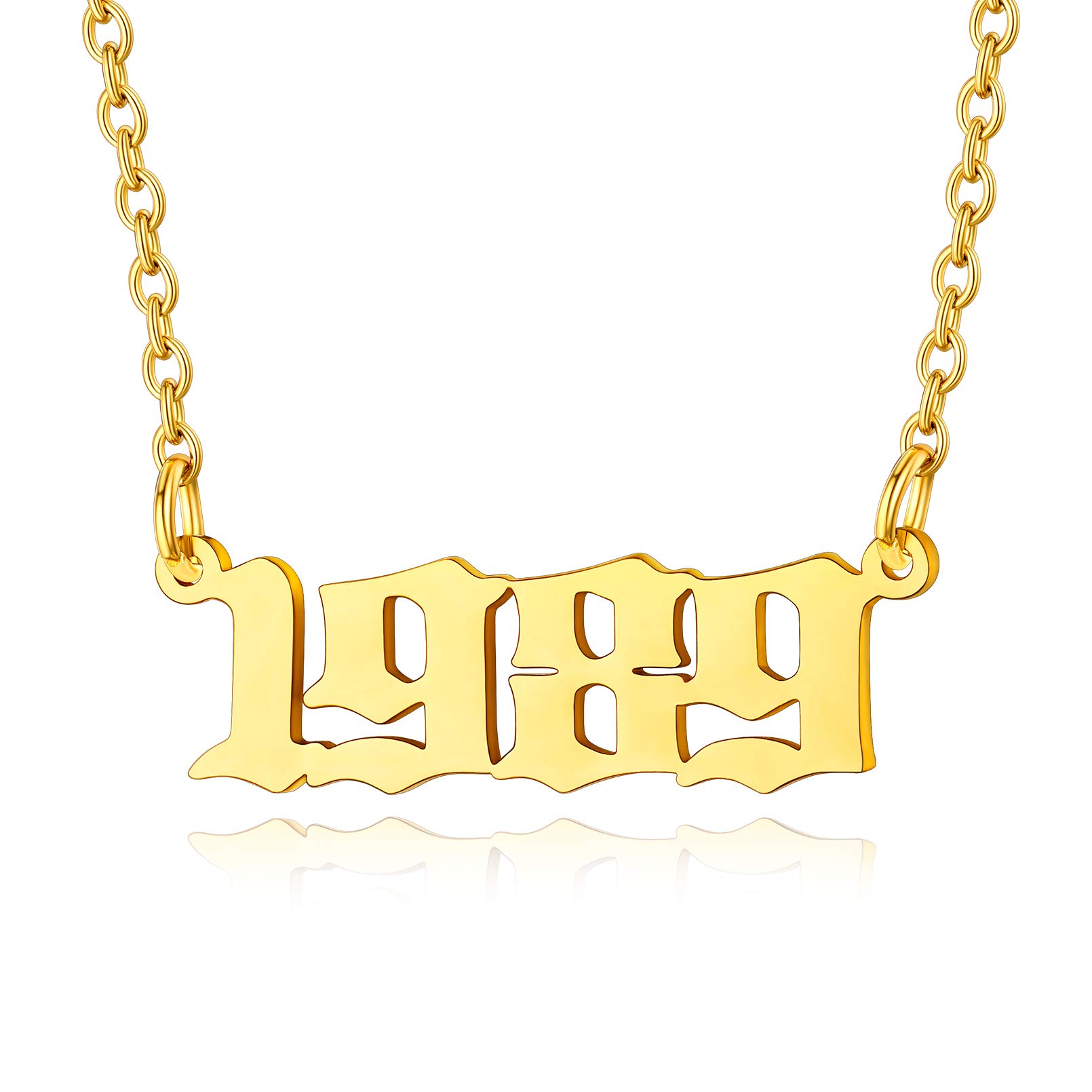 Custom4U 1989 Necklace Gold Plated Birth Year Necklace Gifts for Women Mum Girlfriend — image 1