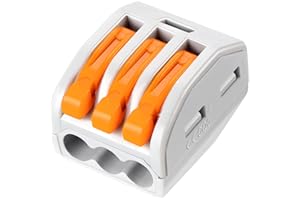 GKEEMARS 50 Pcs Lever Wire Connector 222-413, Compact Splicing Connectors for Solid Stranded Flexible Wires (3 Conductor-Orange)