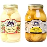 Amish Wedding Pickled Eggs &amp; Mustard Eggs Variety 2-Pack, 32 oz. Jars