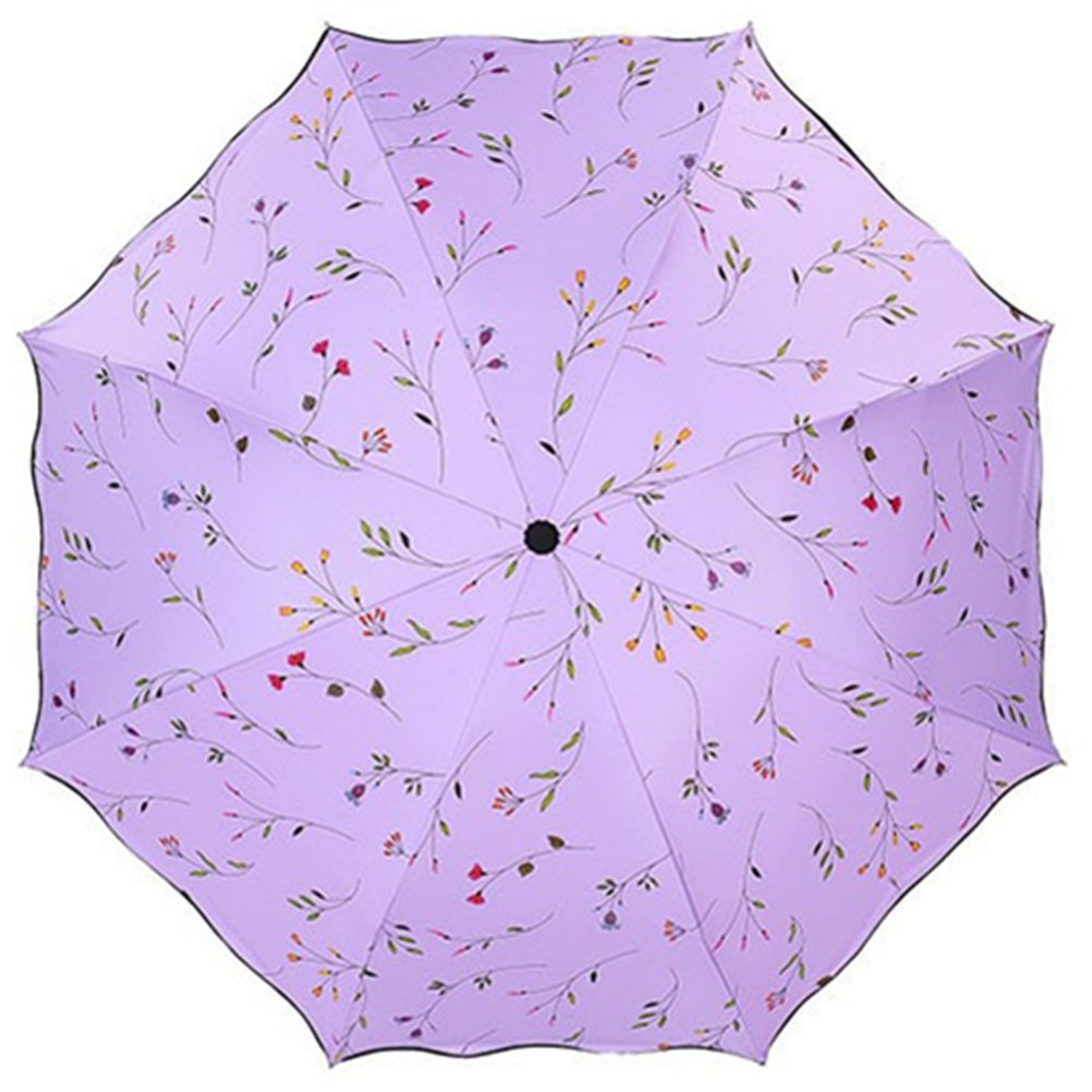 Maibar Sun Umbrella for Women UPF 50 UV Umbrella spf 50 Compact Lightweight Mini Umbrellas Flower (Purple)