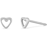 Boma Jewelry Sterling Silver Open Heart Stud Earrings