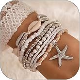 Long tiantian Shell Bracelets for Women Boho Layered Beaded Bracelets Starfish Bracelet Summer Beach Bracelet Stuff Jewelry Accessories for Women