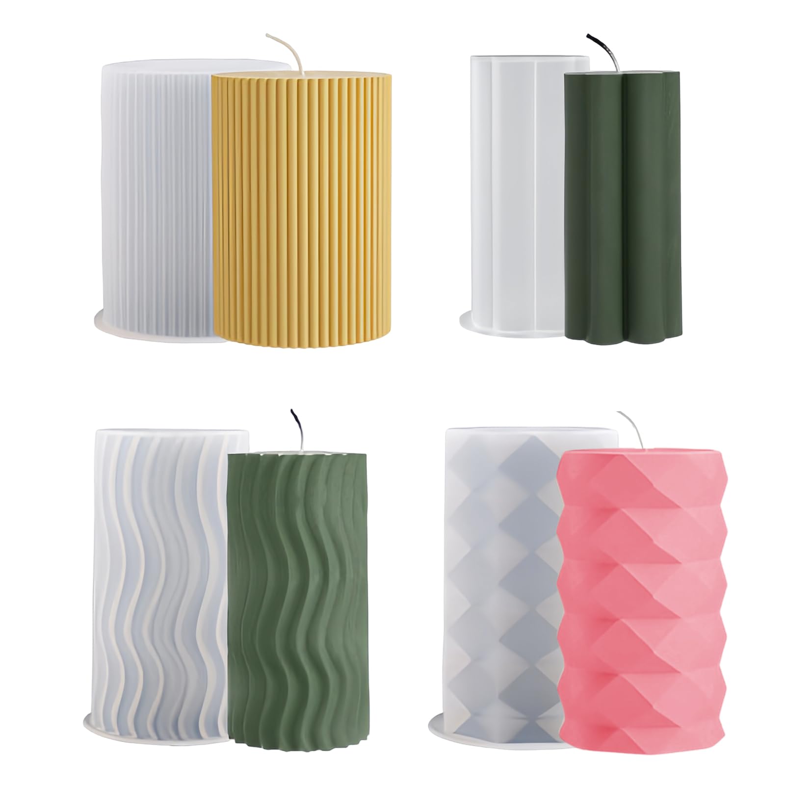4 Pcs Candle Moulds for Candle Making Pillar Candle Mould Silicone Candle Moulds Candle Making Moulds Candle Molds