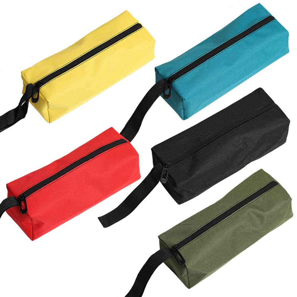 5 Packs Canvas Zippered Pouches, Versatile Hand Tool Pouch Tote Bag, Heavy Duty Waterproof Tool Zipper Organizer Case Storage Bag