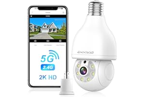 CiKiKWXO 2.4&5Ghz WiFi Light Bulb Security Camera,2K Wireless Light Bulb Camera, Light Socket Security Cam with Motion Detection,Two-Way Talk,24/7 Recording,Compatible with Google Assistant & Alexa