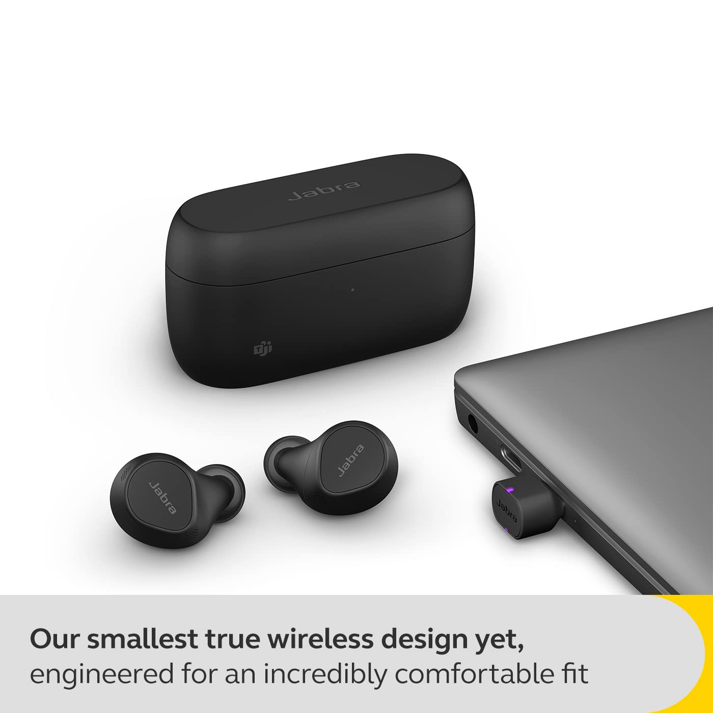 Jabra Evolve2 True Wireless in-Ear Bluetooth Earbuds with Active Noise Cancellation (ANC) and 4-mic MultiSensor Voice Technology - Microsoft Teams Certified, Works with All Other Meeting apps - Black