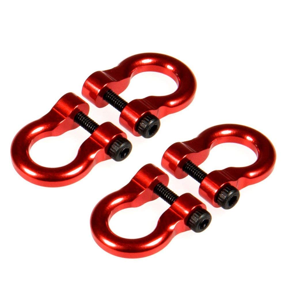 AXspeed 4PCS Alloy Hooks Hitch Tow Shackles for 1/10 RC Crawler TRX-4 (Red)
