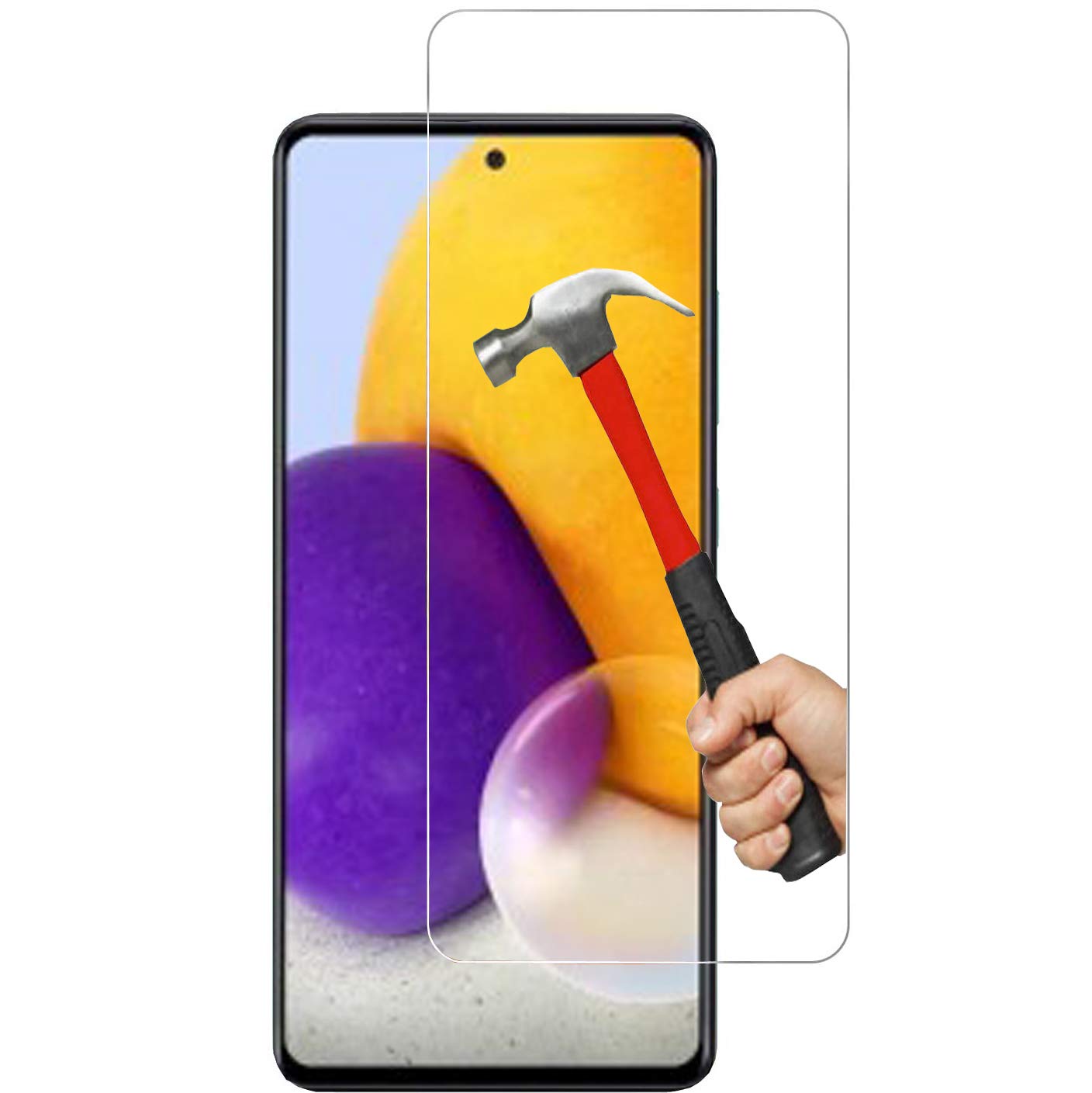 Galaxy A72 Tempered Glass Screen Protector Easy Bubble-Free Installation Ultra Clear HD Shatterproof 9H Hardness Anti Fingerprint Oleo-phobic Coating for Samsung Galaxy A72 (Screen Protector)