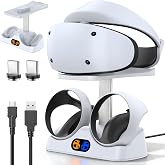 Controller Charging Dock for PS5 VR2, PSVR 2 Charging Station with VR Headset Holder Display Stand, PS VR2 Controller Charger for PSVR2 Accessories with Led Indicator, 2 Magnetic Clasp &amp; Type-C Cable