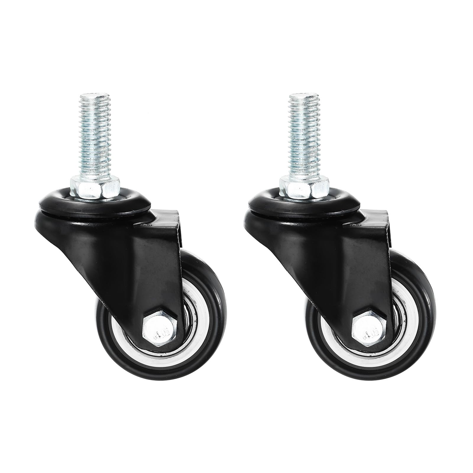 PATIKIL 1.5 Inch Stem Casters, 2 Pack PU Threaded Stem Caster Wheel 360 Degree Rotation M10 x 25mm for Rolling Cart Cart Wheels Furniture Replacement, Black