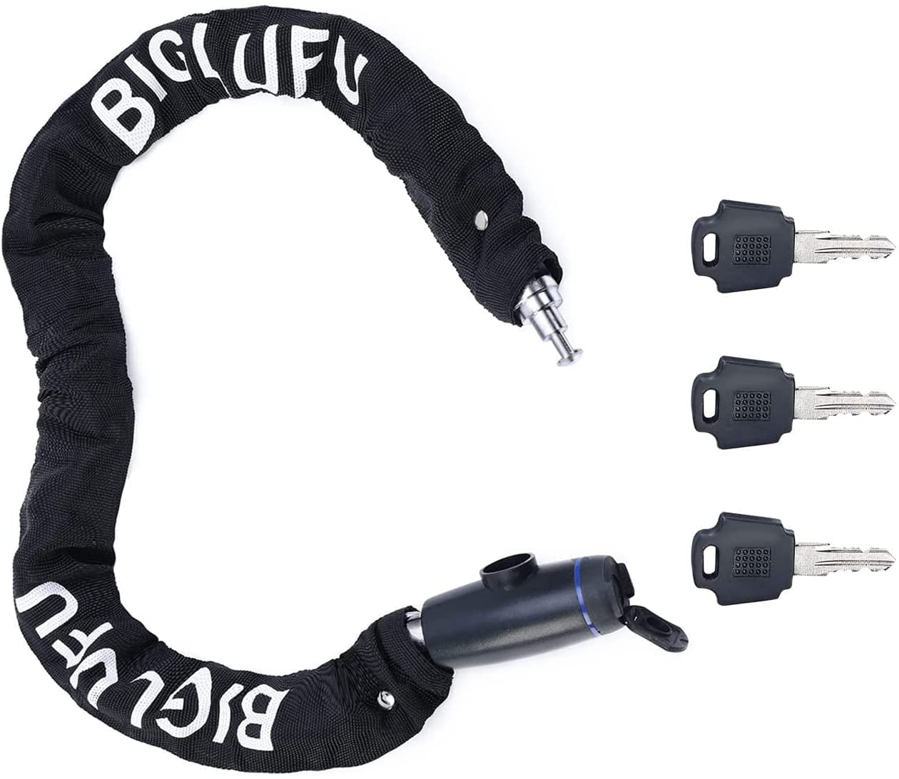 BIGLUFU Bike Chain Lock, 3ft Security Chain, 9mm Thick Bike Chain Links, Anti-Theft Heavy Duty Chain Locks with Keys, for Bicycle, Motorcycle, Door, Gate, Fence, Scooter (Black)