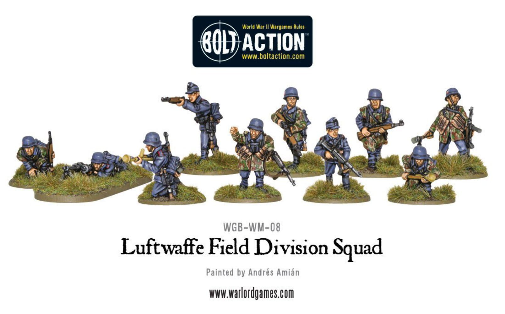 Luftwaffe Field Divison Squad - 28mm Scale Metal Miniatures for Bolt Action by Warlord Games - Highly Detailed World War 2 Miniatures for Table-top Wargaming