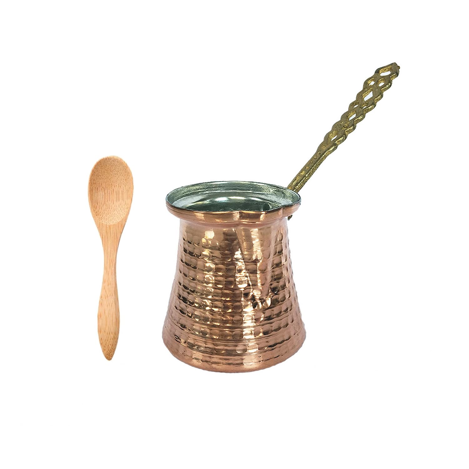 Turkish Coffee Pot, Premium Quality Handmade Small Copper Turkish Coffee Maker, Cezve, Arabic, Greek Coffee Pot, Hammered Copper Cezve, Butter Pot, Milk Pot (250 ml - 3/4 Cups)