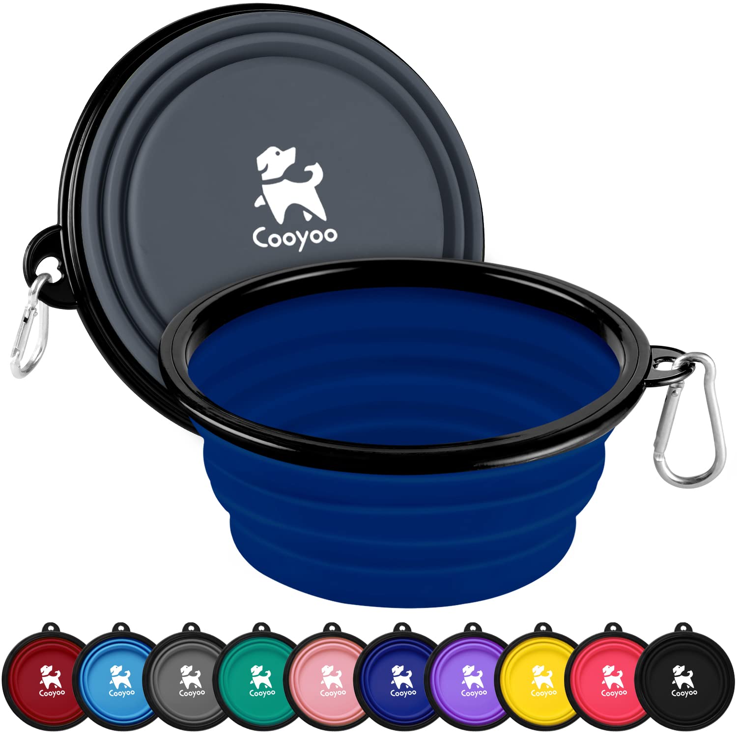 Photo 1 of COOYOO Collapsible Dog Bowl,2 Pack Collapsible Dog Water Bowls for Cats Dogs,Portable Pet Feeding Watering Dish for Walking Parking Traveling with 2 Carabiners