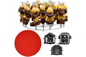 INFRAOVENS Pressure Cooker Accessories Rack For Ninja Foodi 6.5-Quart OL500, OL501, OS301 10-in-1 Air Fryer, Set with Silicone Heat Resistant Liner, Skewer Stand for Kabobs for FD302, OS300, OP302
