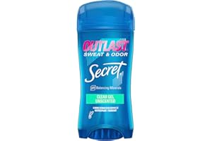 Secret Outlast Antiperspirant Deodorant for Women, 72hr Sweat & Odor Protection, PH Balancing Minerals, Clear Gel, Unscented, 2.6 oz