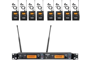 OPQRST 8 Bodypacks Wireless in Ear Monitor System 2 Channel Recording Headphone Studio Monitor Transmitter Monitoring Type for Stage Church Band Musicians School 338ft Range