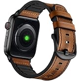 Compatible with Apple Watch Band 49mm 46mm 45mm 44mm 42mm, Mifa Leather Silicone Hybrid iWatch bands for Men Women, Replacement Loop Vintage Sports iWatch Strap for Series Ultra 2 1 10 9 8 7 6 5 SE